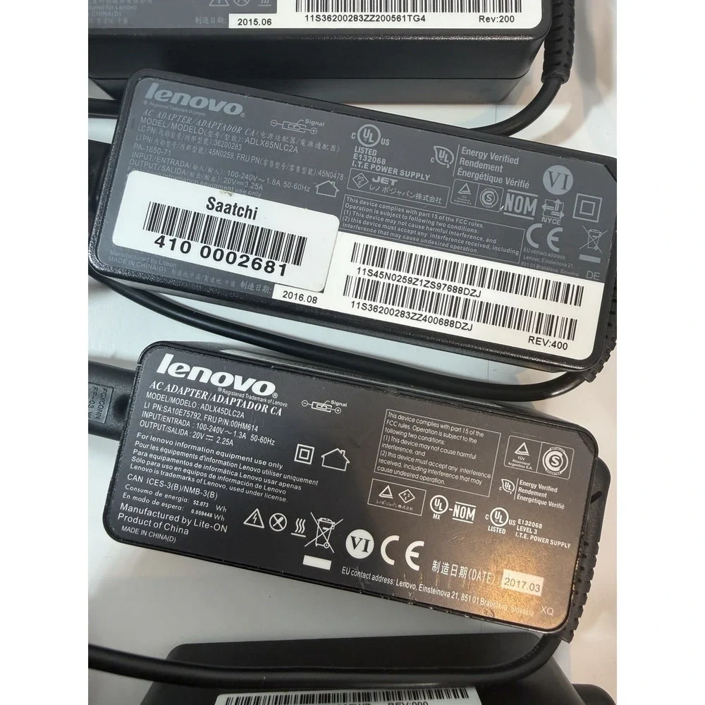 Lot of 19 Lenovo Laptop AC Adapters Mixed 45W 65W 90W 135W 170W OEM Chargers